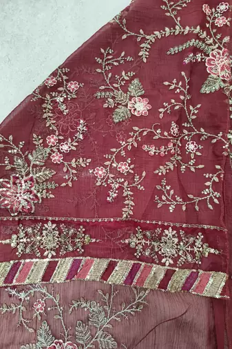 MAROON CHIFFON SALWAR SUIT COLLECTION SEMI STTICHED MATERIAL