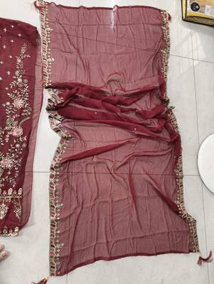 MAROON CHIFFON SALWAR SUIT COLLECTION SEMI STTICHED MATERIAL 6