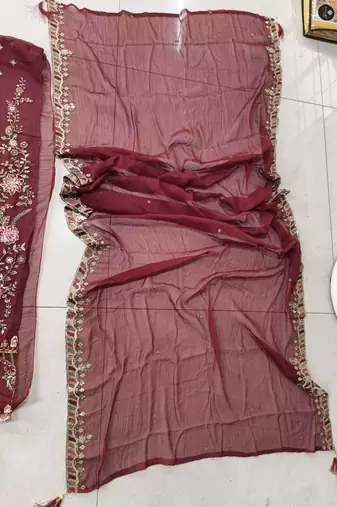 MAROON CHIFFON SALWAR SUIT COLLECTION SEMI STTICHED MATERIAL