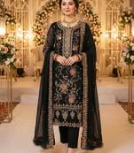 BLACK CHIFFON SALWAR SUIT COLLECTION SEMI STTICHED MATERIAL