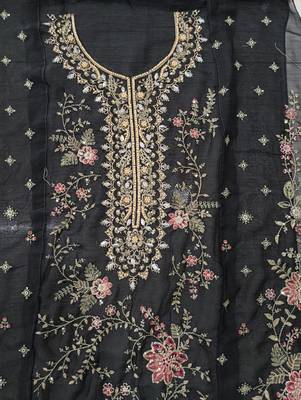 BLACK CHIFFON SALWAR SUIT COLLECTION SEMI STTICHED MATERIAL 5