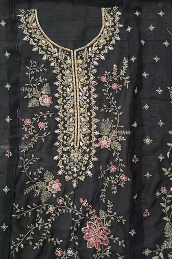 BLACK CHIFFON SALWAR SUIT COLLECTION SEMI STTICHED MATERIAL