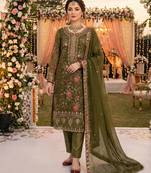 GREEN CHIFFON SALWAR SUIT COLLECTION SEMI STTICHED MATERIAL