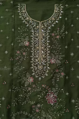 GREEN CHIFFON SALWAR SUIT COLLECTION SEMI STTICHED MATERIAL