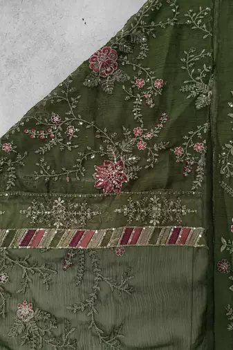 GREEN CHIFFON SALWAR SUIT COLLECTION SEMI STTICHED MATERIAL