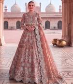 TWILL NET PEACH ANARKALI SALWAR SUIT COLLECTION SEMI STTICHED MATERIAL