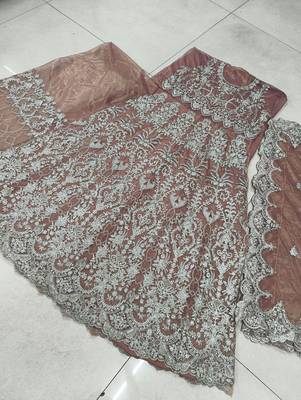 TWILL NET PEACH ANARKALI SALWAR SUIT COLLECTION SEMI STTICHED MATERIAL 3