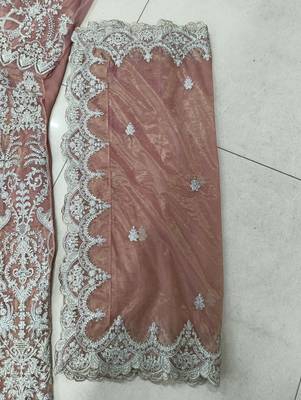 TWILL NET PEACH ANARKALI SALWAR SUIT COLLECTION SEMI STTICHED MATERIAL 4