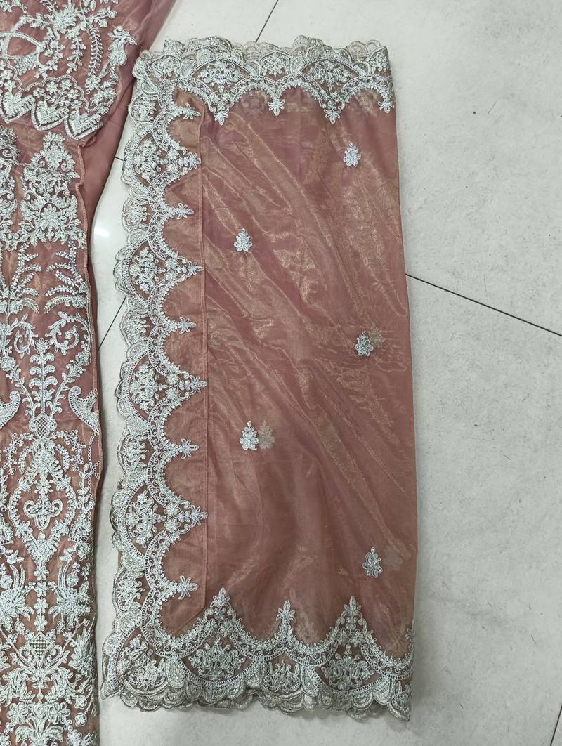 TWILL NET PEACH ANARKALI SALWAR SUIT COLLECTION SEMI STTICHED MATERIAL