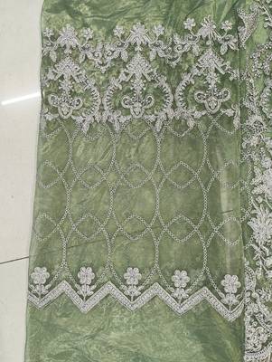 TWILL NET PISTA GREEN ANARKALI SALWAR SUIT COLLECTION SEMI STTICHED MATERIAL 4