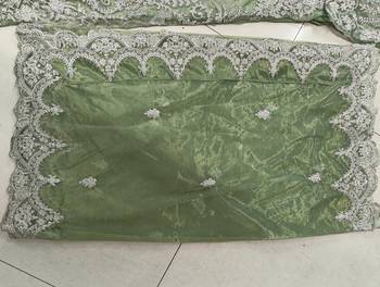 TWILL NET PISTA GREEN ANARKALI SALWAR SUIT COLLECTION SEMI STTICHED MATERIAL 5