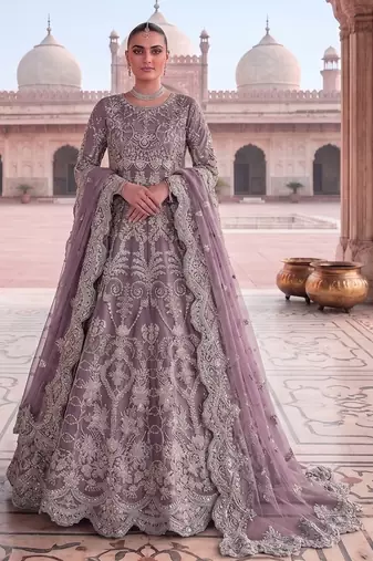 TWILL NET PURPLE ANARKALI SALWAR SUIT COLLECTION SEMI STTICHED MATERIAL