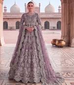 TWILL NET PURPLE ANARKALI SALWAR SUIT COLLECTION SEMI STTICHED MATERIAL
