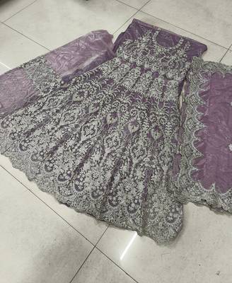TWILL NET PURPLE ANARKALI SALWAR SUIT COLLECTION SEMI STTICHED MATERIAL 3
