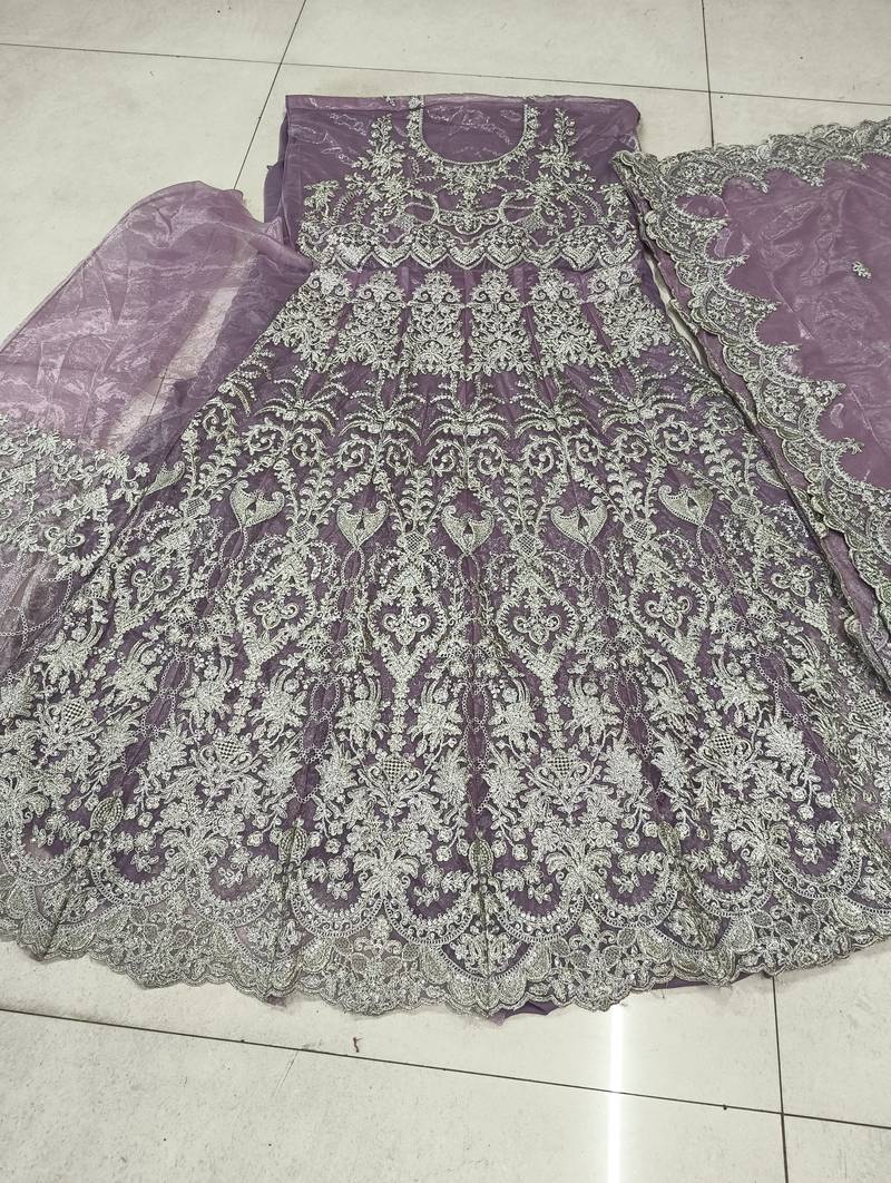 TWILL NET PURPLE ANARKALI SALWAR SUIT COLLECTION SEMI STTICHED MATERIAL