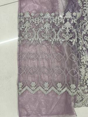 TWILL NET PURPLE ANARKALI SALWAR SUIT COLLECTION SEMI STTICHED MATERIAL 6