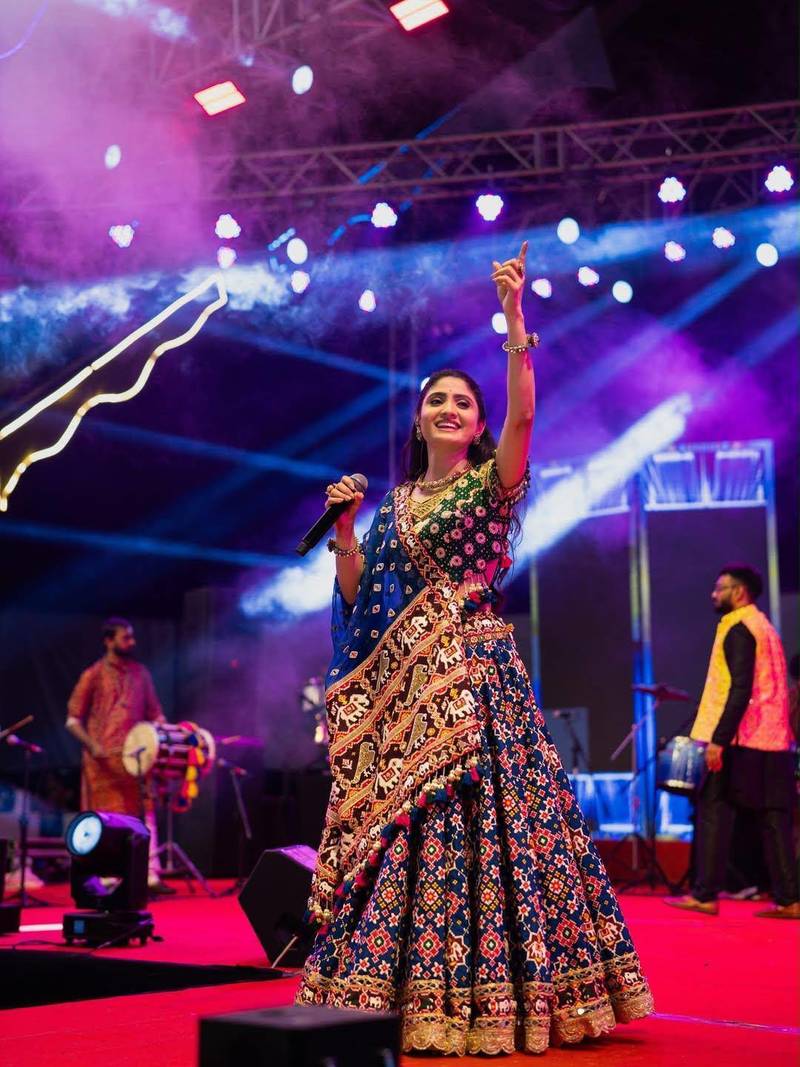 Blue Color digital print,Real Miiror Work With Reniya Cuting border With Drawstring With latkan Cotton Lahenga Choli Set