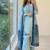 Blue Color Embroidery Work Satin Salwar Suit