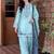 Blue Color Embroidery Work Satin Salwar Suit