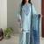 Blue Color Embroidery Work Satin Salwar Suit