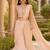 peach pink ready-to-wear palazzo saree with floral embroidered stitched blouse and ready belt