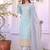 Sky Blue Color Embroidery Sequence Work Faux Georgette Salwar Suit