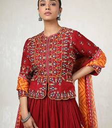 Maroon digital print & Mirroor With Drawstring With Latkan Cotton Lahenga Choli Set