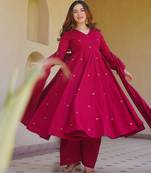 Women's pink anarkali kurta palazzo set with dupatta