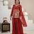 Women's rust orange floral embroidered kurta palazzo set