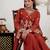 Women's rust orange floral embroidered kurta palazzo set