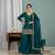 Women's teal green embroidered kurta sharara set with mal chanderi dupatta