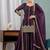Women's purple embroidered kurta sharara set with crunchy silk dupatta