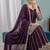 Women's purple embroidered kurta sharara set with crunchy silk dupatta