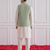 Men's white kurta pajama with pista green multi sequence embroidery koti