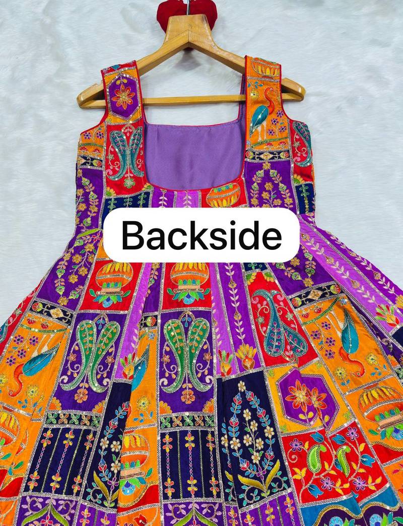 Purple heavy position print embroidered wedding wear maxi suit set