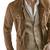 Men's brown suede leather field jacket button front blazer