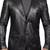 Men's black genuine leather blazer classic fit coat