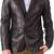 Men's black lambskin leather blazer two button coat