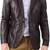 Men's black lambskin leather blazer two button coat