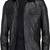 Men's black genuine leather shirt jacket button front blazer