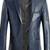 Men's navy blue lambskin leather blazer two button coat