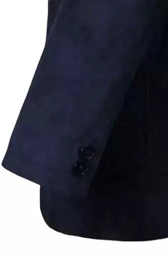 Men's navy soft genuine suede leather safari blazer jacket