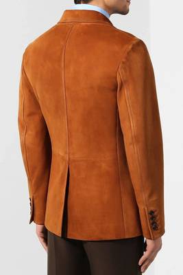 Men's tan suede lambskin leather blazer sport coat 2