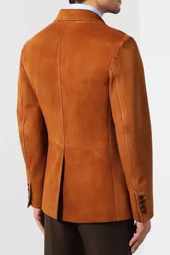 Men's tan suede lambskin leather blazer sport coat