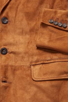Men's tan soft genuine suede leather sport coat blazer 2