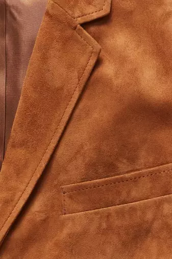 Men's tan soft genuine suede leather sport coat blazer