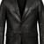 Men's black 100% genuine leather suit blazer coat