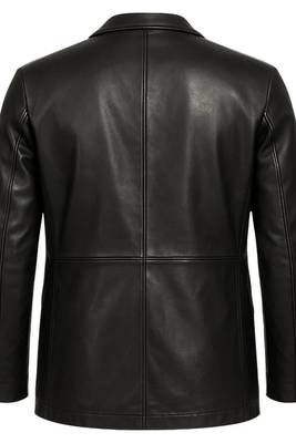 Men's black 100% genuine leather suit blazer coat 2