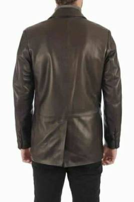 Men's brown leather blazer classic fit lambskin coat 3