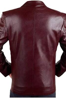 Men's burgundy lambskin leather blazer sport coat 2